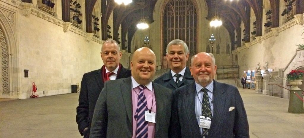 Delegation from The Maritime Group International (TMG) and State 21 for coastal security presentation at Parliament. From left: State 21 managing director Richard Rowland, State 21 business director Tony Birr, TMG director and partner Les Chapman and TMG managing director Malcolm Parrott